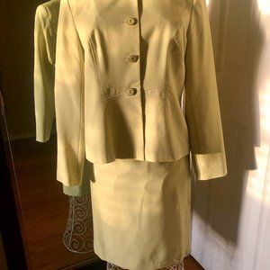 two-piece lime green suit